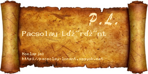 Pacsolay Lóránt névjegykártya